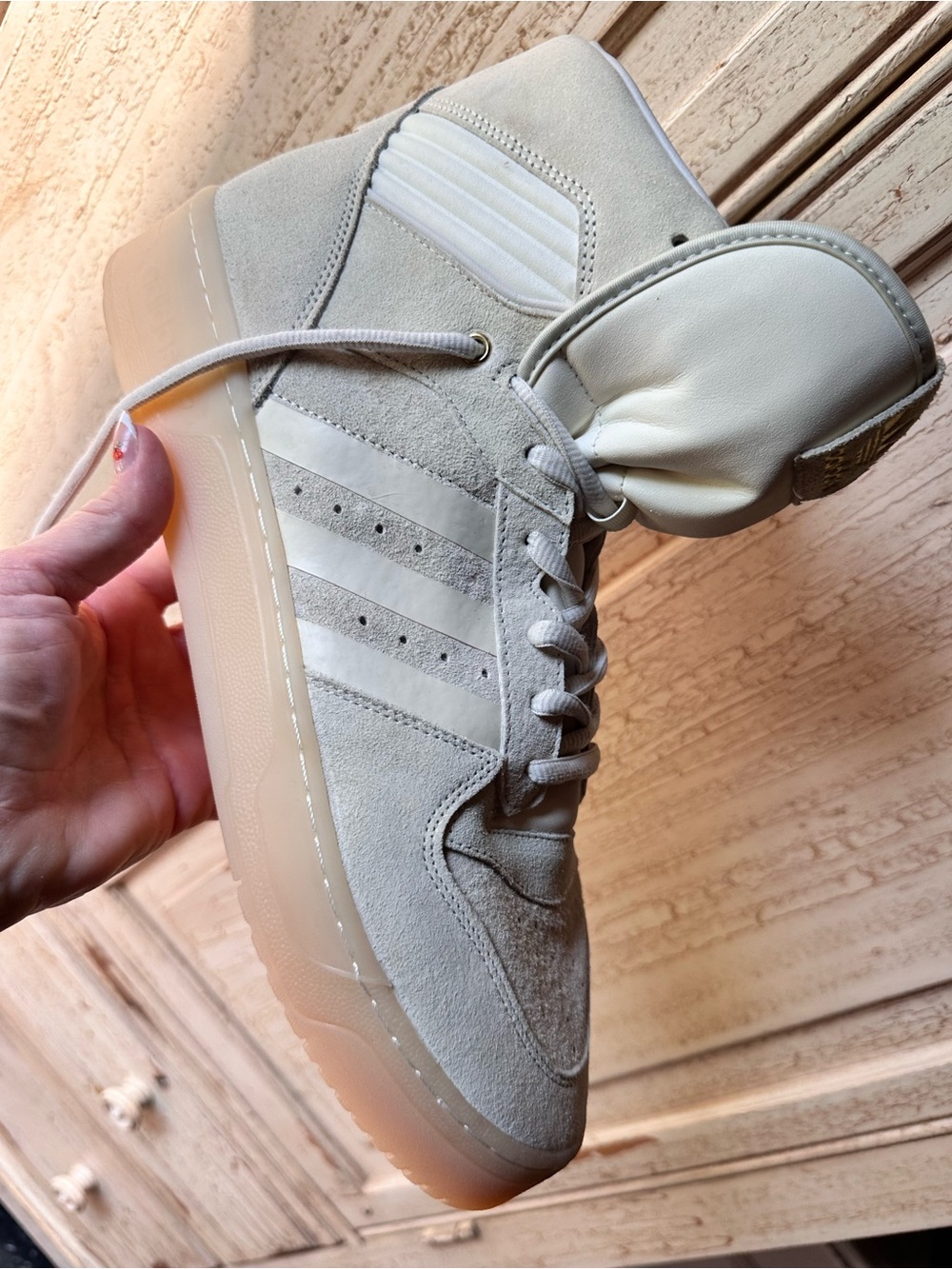 Addidas Rivalry High Men's High-Top Suede Sneakers in Cream